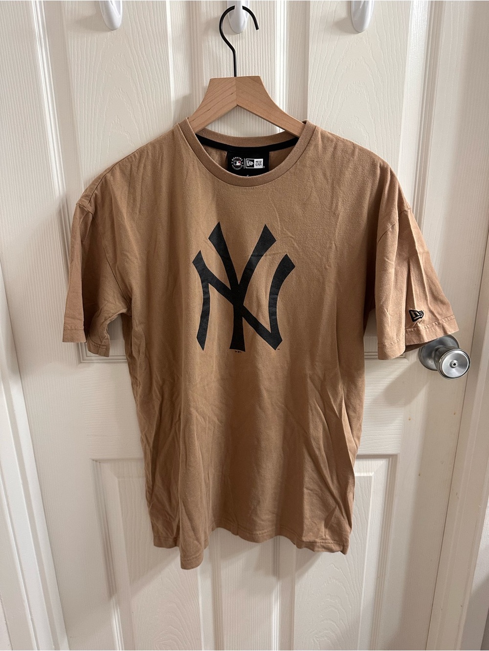 New Era Tan Short-Sleeve Tee with Black NY Logo